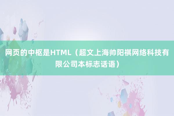 网页的中枢是HTML（超文上海帅阳祺网络科技有限公司本标志话语）